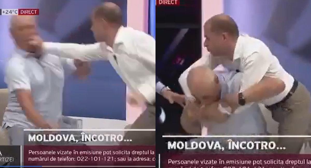 Político noquea a otro en plena entrevista en televisión. Foto: Facebook JurnalTV.md