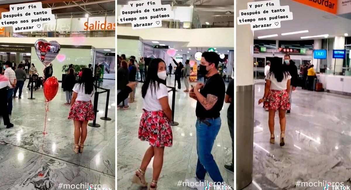 Fue a recoger a su novio de internet al aeropuerto y este no la reconoció. Foto: TikTok @iris.mochilove